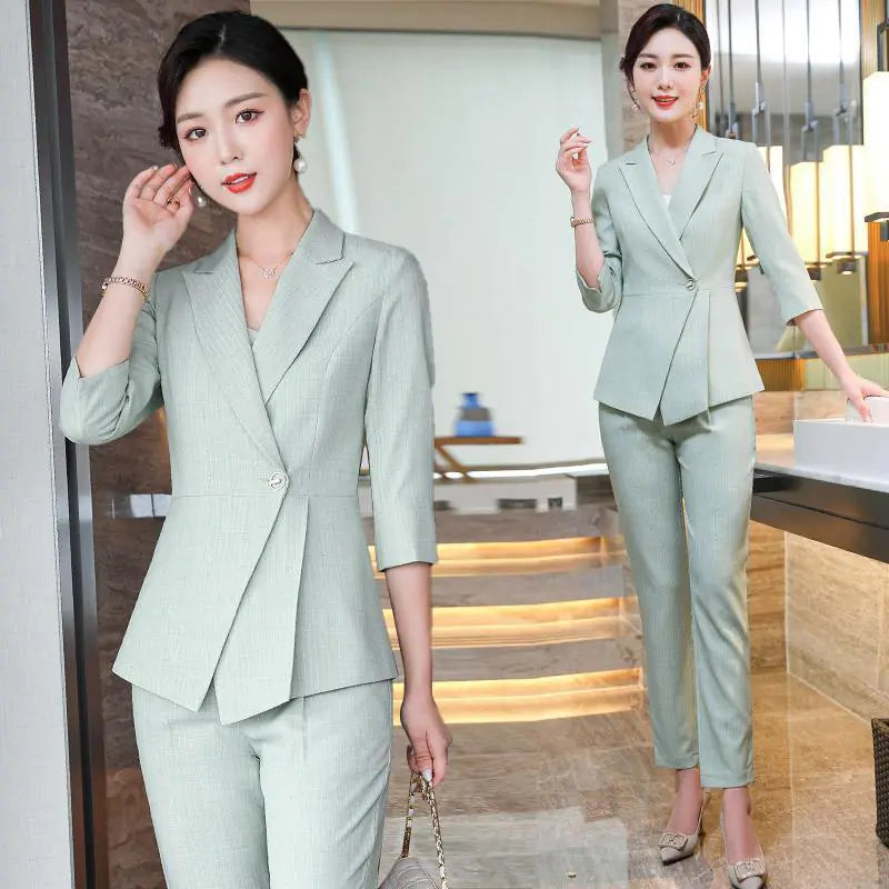 Striped Half-Sleeve Business Suit for Corporate Authority | Sophisticata™