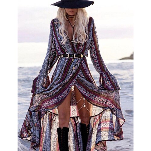 Boho Chic Maxi Dress – Vintage Floral Elegance