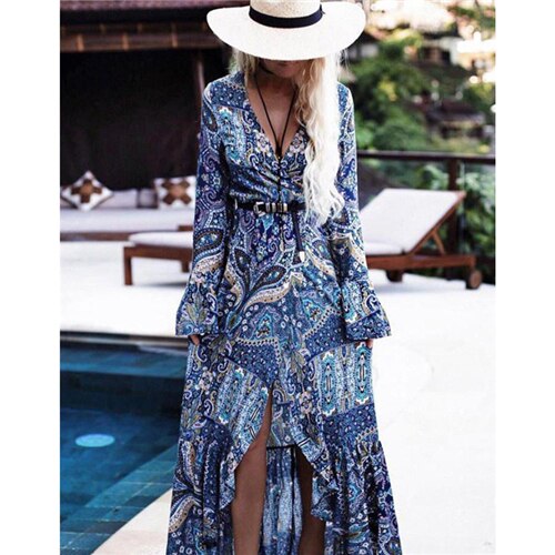 Boho Chic Maxi Dress – Vintage Floral Elegance