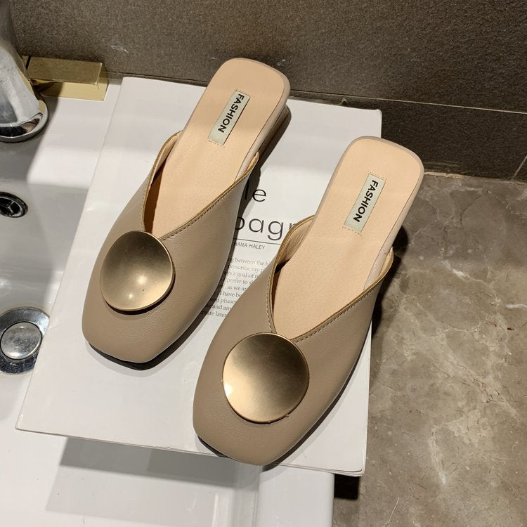 Low-Heel Closed-Toe Summer Slides