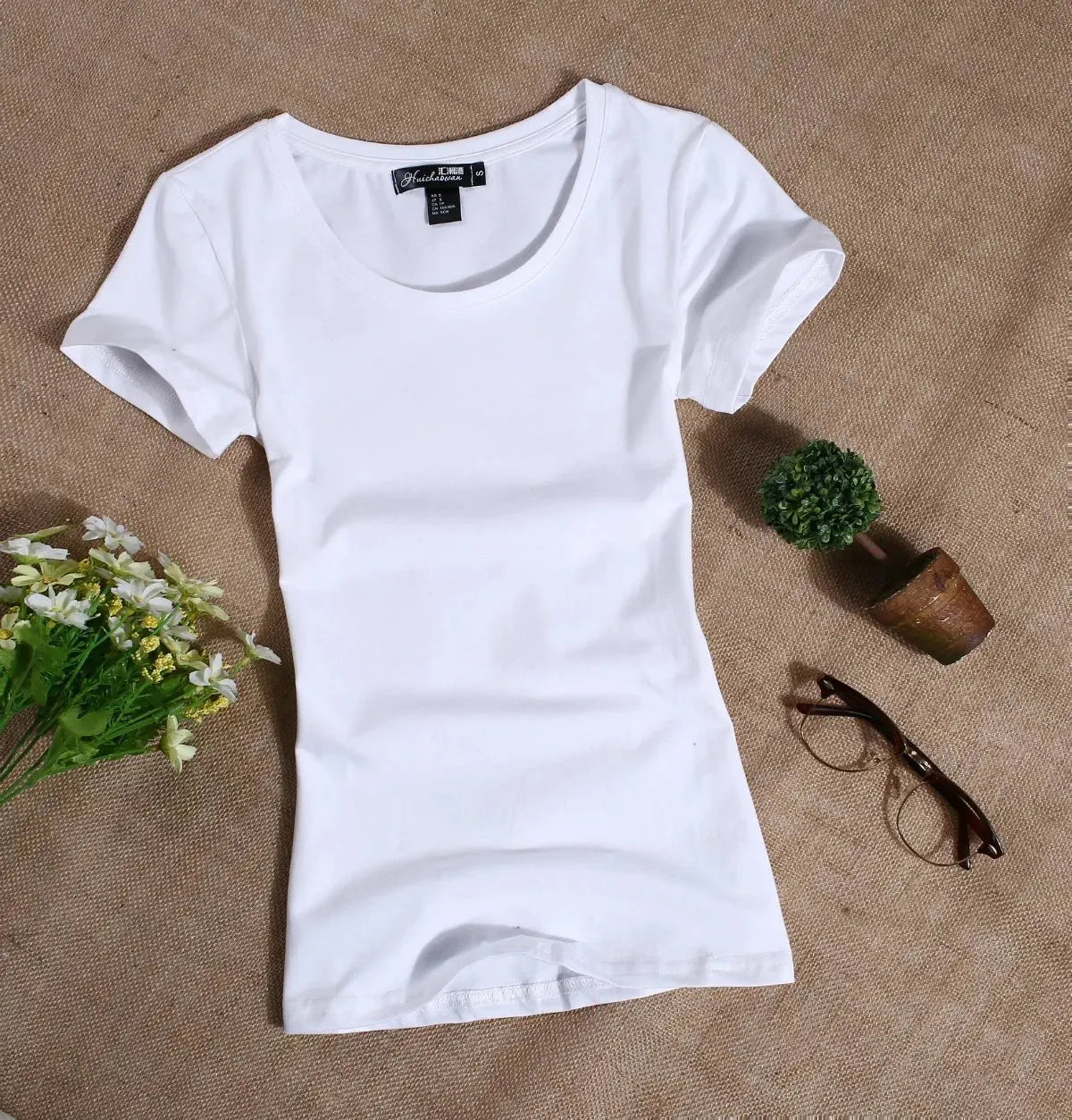 MRMT 2024 Women's T Shirt Casual Women Short Sleeved Slim Solid Color Tees