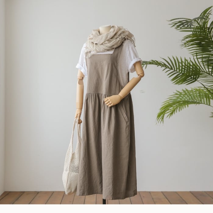 Women's Washed Cotton & Linen Sling Dress