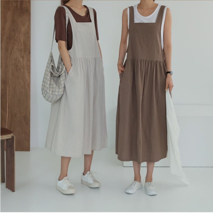 Women's Washed Cotton & Linen Sling Dress
