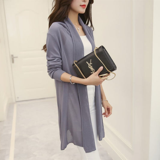 Mid-Length Knit Cardigan Shawl
