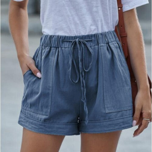 Weekend Ease High Waist Pocket Shorts – Blue