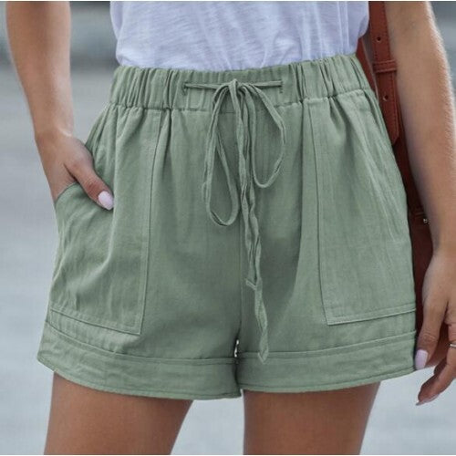 Weekend Ease High Waist Pocket Shorts – Army Green