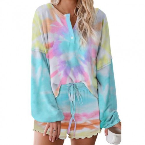 Dreamscape: Dyed Print Homewear Pajama Set – Colorful Blue