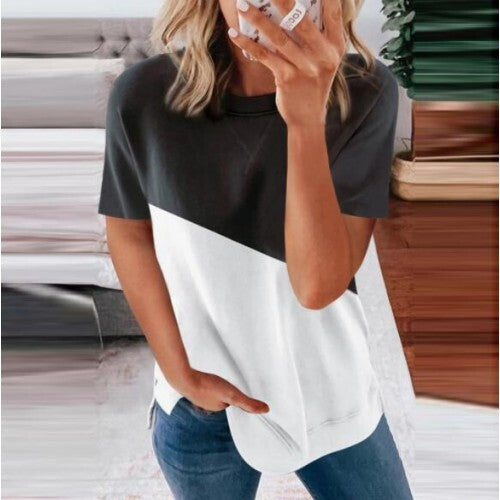 Midnight Edge: Contrast Round Neck T-Shirt – Black