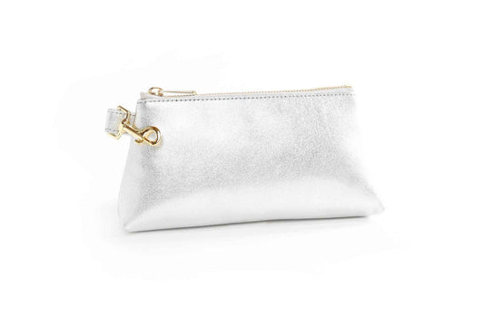 Silver Premium Leather Clip Bag