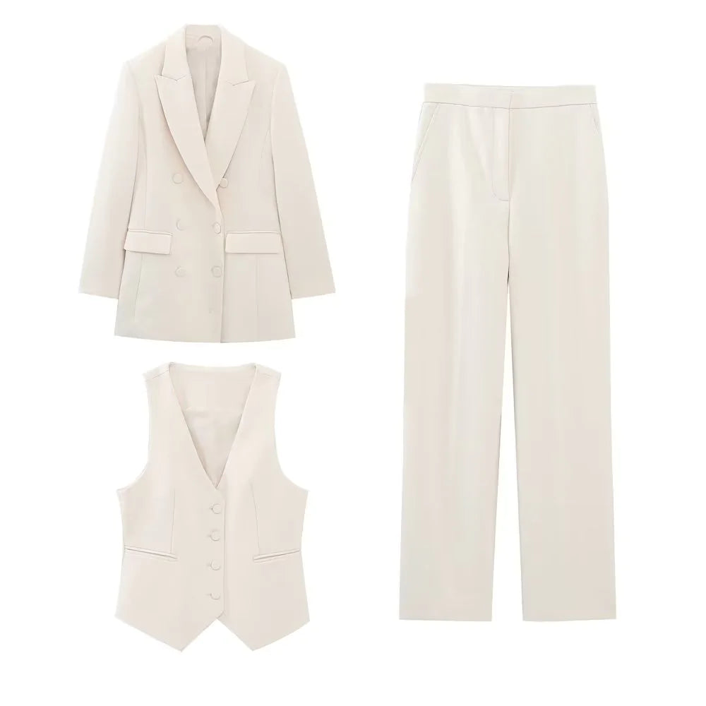Double-Breasted Blazer Set — Structured Two-Piece Suit