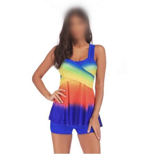 Azure Radiance: Rainbow-Inspired Swim Dress – Royal Blue