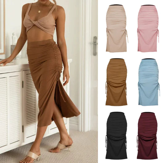 Ladies Skirts with Cross Drawstring for Hips